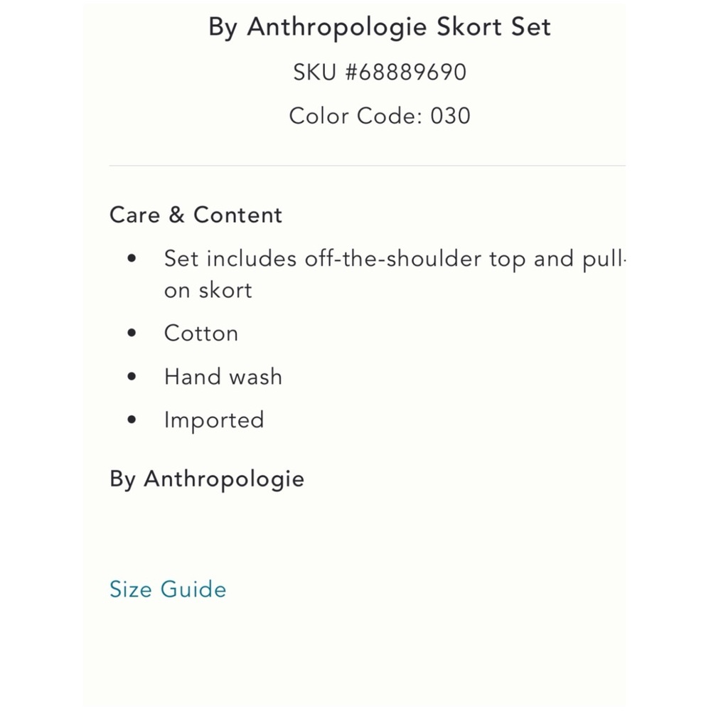New by Anthropologie Skort Set Green Summer NWT ANTHRO 2 Piece Set Gauze - Picture 6 of 6